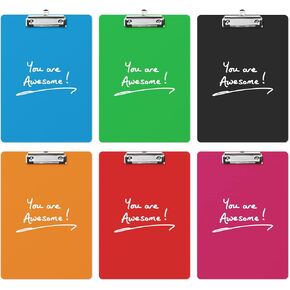 Fumete 6 Pcs Inspirational Gift You are Awesome Plastic Clipboards Colored Clip Boards Appreciation Gifts for Employee Coworkers Secretary Teacher Nurse A4 Letter Size