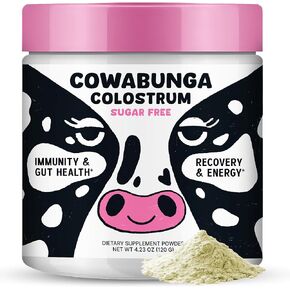 Cowabunga Colostrum - Premium, Pure & Unaltered Colostrum Powder Supplement - for Immune Support, Gut Health, Muscle Recovery & Wellness - Kosher & Halal Certified