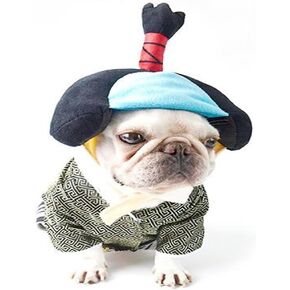Dog, Cats, Pet Cosplay Hoodies, Costumes, Japanese Samurai, Puppy Autum Winter Clothes, for Small French Bulldog, Corgi, Pug, Pitbull,Teddy, Cat, Schnauzer (X-Large,B-Red)