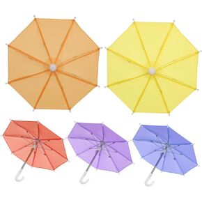 NUOBESTY 5pcs Mini Umbrella Garden Decoration Hanging Ornament Decorative Props Kids Children Toy Solid Color Random Color
