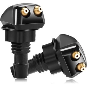 Pack-2 Car Front Windshield Washer Nozzle, Car Wiper Washer Windshield Wiper Nozzle, Car Double-hole Windshield Washer Nozzle Replacement, Universal for Most Cars (Black)