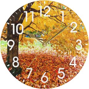 ALAZA Home Decor Oil Painting Paris Eiffel Tower Art Round Acrylic 9.5 Inch Wall Clock Non Ticking Silent Clock Art for Living Room Kitchen Bedroom