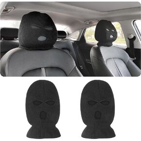 2PCS Funny Headrest Covers for Cars,Personalized Car Decor Headrest Cove,Universal Interior Car Accessories Ski Mask Head Rest Covers for Car Seat (Black)