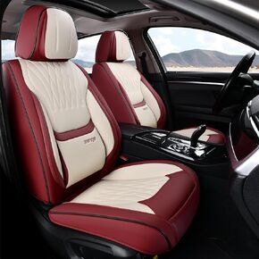 Car Seat Covers Full Set, Auto Seat Covers 5 Pieces, Leatherette Automotive Vehicle Cushion Cover for Cars SUV Pick-up Truck, Universal Car Interior Accessories Airbag Compatible, (Gray&Black)