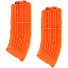 BOROLA 10 Darts Curved Magazine Quick Reload Clip Compatible for Nerf Elite (Orange, 2Pcs)