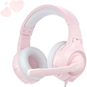 Anivia Headset Gaming Headsets - AH68S Wired Over Ear Headphone with Mic, Volume Control, Noise Isolating for Multi-Platform -Pink