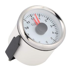 for 12v Clock for car Car Clock Watch Dial Clock Meter Das 2in Universal 0‑12 Hourmeter Clock Instrument Panel Gauges Display Red Backlight 12V/24V for Car Boat Yacht(White Dial Silver Frame)