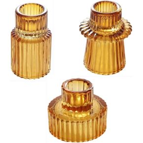 Tapered Glass Candlestick Holders - Tealight Candle Holders for Table Centerpieces, Weddings, and Dinner Parties(Green, 3 PCS)