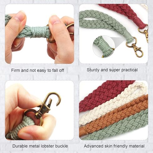 4 قطع سلسلة مفاتيح مكرامية معصم بوهو مصنوعة يدويًا سلسلة مفاتيح سوار منسوج مضفر معقود حلقة مفاتيح حامل معصم للنساء محفظة مفاتيح السيارة in Kuwait