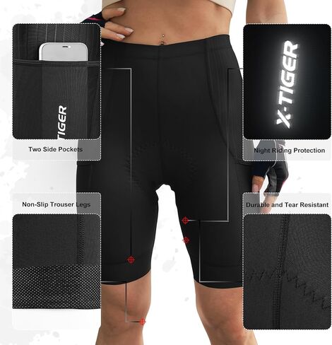 X-TIGER شورت الدراجة للسيدات مع جيوب بسحاب مبطن للمسافات الطويلة لسائقي الدراجات الجبلية وركوب الدراجات شورت UPF50+ in Kuwait