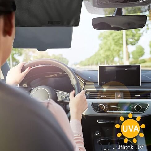 SUNPIE Car Visor Extender Sun Blocker Visor Extension لواقي السيارة مع الأشعة فوق البنفسجية 400 عدسة بولي كربونات مضادة للوهج تمنع من وهج الشمس والعمى الثلجي والأشعة فوق البنفسجية متوافقة مع معظم سيارات الدفع الرباعي في السيارة in Kuwait