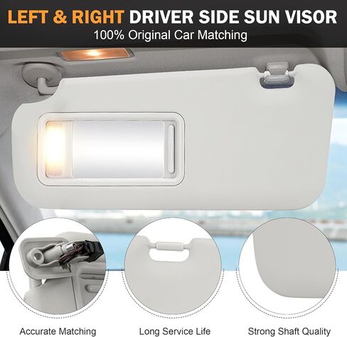 حاجب الشمس للسيارة من جانب السائق مع أضواء متوافق مع 2010 2011 2012 2013 Mazda 3 Gray Sun Visor # BBM269320C75 in Saudi Arabia