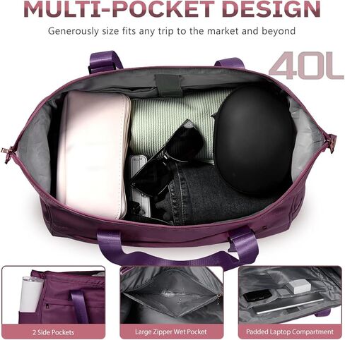 CANWAY Duffle Bag for Men Women Travel, Large Capacity Overnight Tote Bag Weekender Duffel Bag with Luggage Sleeve for Travel/Hospital/Gym in Kuwait