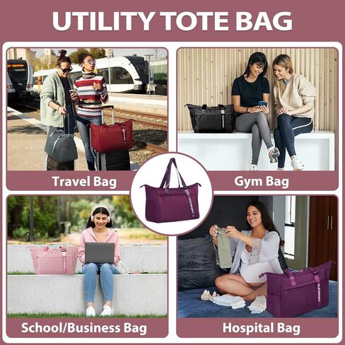 CANWAY Duffle Bag for Men Women Travel, Large Capacity Overnight Tote Bag Weekender Duffel Bag with Luggage Sleeve for Travel/Hospital/Gym in Kuwait