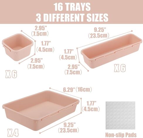 Famhap 9 PCS Plastic Drawer Organizer Set, Desk Drawer Divider Organizer Trays, Vanity Storage Bins for Makeup, Jewelry, Utensils, Gadgets for Kitchen, Bedroom, Bathroom and Office (Dark Green) in Saudi Arabia