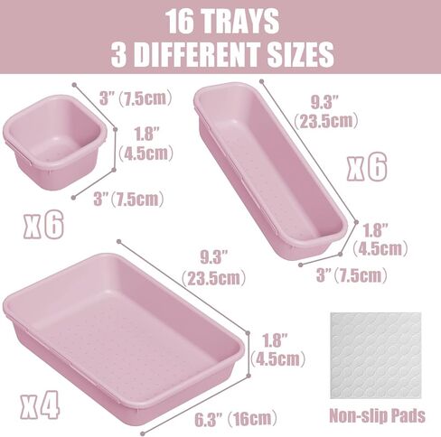 Famhap 9 PCS Plastic Drawer Organizer Set, Desk Drawer Divider Organizer Trays, Vanity Storage Bins for Makeup, Jewelry, Utensils, Gadgets for Kitchen, Bedroom, Bathroom and Office (Dark Green) in Saudi Arabia