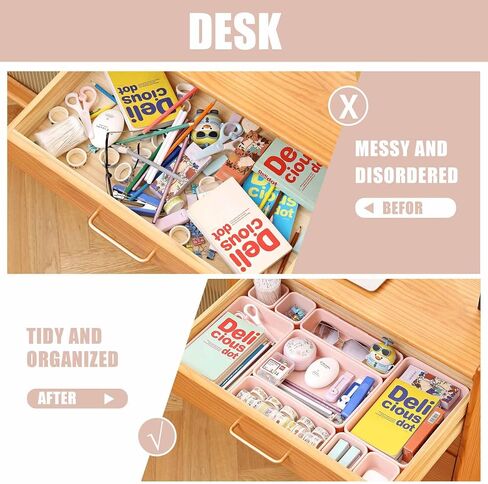 Famhap 9 PCS Plastic Drawer Organizer Set, Desk Drawer Divider Organizer Trays, Vanity Storage Bins for Makeup, Jewelry, Utensils, Gadgets for Kitchen, Bedroom, Bathroom and Office (Dark Green) in Saudi Arabia