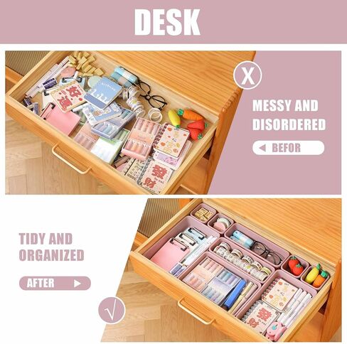 Famhap 9 PCS Plastic Drawer Organizer Set, Desk Drawer Divider Organizer Trays, Vanity Storage Bins for Makeup, Jewelry, Utensils, Gadgets for Kitchen, Bedroom, Bathroom and Office (Dark Green) in Saudi Arabia