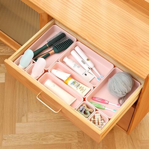 Famhap 9 PCS Plastic Drawer Organizer Set, Desk Drawer Divider Organizer Trays, Vanity Storage Bins for Makeup, Jewelry, Utensils, Gadgets for Kitchen, Bedroom, Bathroom and Office (Dark Green) in Saudi Arabia