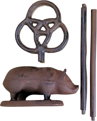 Cast Iron Pig Standing Doorstop 25" Tall Rustic Brown in Kuwait