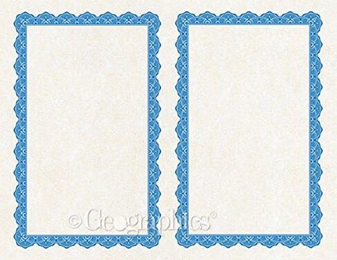 Geographics Copen Blue 2 UP Certificates, 5.5 x 8.5 Inches, Blue, 50-Sheet Pack (47857) in Kuwait