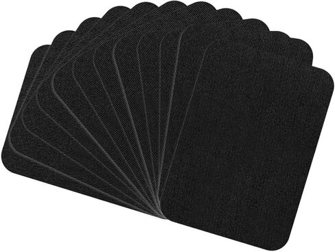 12 Pcs Iron-on Patches Premium Quality Fabric Iron-on Patches Denim Jean Patches Iron On Inside Fabric Patches for Clothes Cotton Black Repair Decorating Kit(4.9x3.7inch Black) in Saudi Arabia