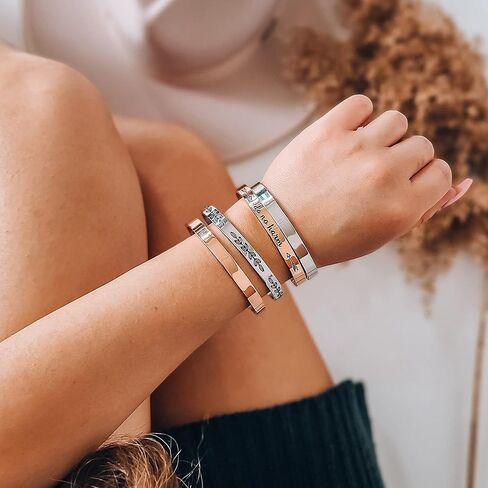 JoycuFF الأساور المسيحية للنساء هدايا النساء ملهمة المراهقين محفورة مجوهرات خمر الدين الكتاب المقدس الآية عيد ميلاد الثقة في الرب من كل قلبك in Saudi Arabia