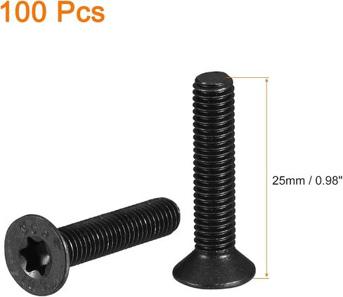 uxcell M4-0.7x12mm Flat Head Torx Anti Theft Machine Screws, 20Pcs 10.9 Grade Alloy Steel, Torx Drive, Countersunk Head, Full Thread, Black Oxide Finish in Saudi Arabia