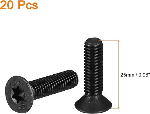 uxcell M4-0.7x12mm Flat Head Torx Anti Theft Machine Screws, 20Pcs 10.9 Grade Alloy Steel, Torx Drive, Countersunk Head, Full Thread, Black Oxide Finish in Saudi Arabia