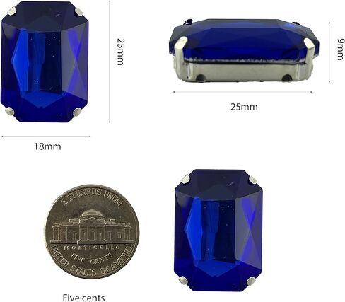 AEAAOA 12 قطعة خياطة على حجر الراين مستطيل زجاج كريستال حجر الراين خياطة مخلب الأحجار الكريمة خياطة على الماس مع فتحة شوكية مطلية بالفضة مخلب مسطح للحرف اليدوية والملابس (18 × 25 مم، أسود) in Kuwait