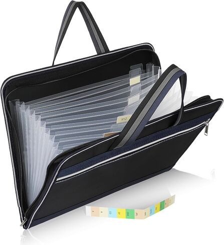 Accordion File Organizer with Handle, Portable File Folder A4 Letter Size Important Document Organizer Black Paper Organizer Folder School Office Supplies for Classroom Office Travel in Saudi Arabia