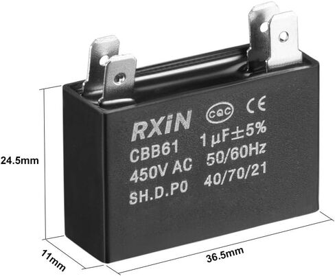uxcell Ceiling Fan Capacitor CBB61 1.5uF 450V AC Double Insert Metalized Polypropylene Film Capacitors 36.5x11x24.5mm for Water Pump Motor Generator in Saudi Arabia