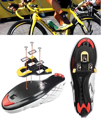 Bike Pedals Road Bike Pedals Ultralight Pedals Compatible with Shimano SPD-SL + Cleat Set + Cleat Covers, 3 in 1 in Saudi Arabia
