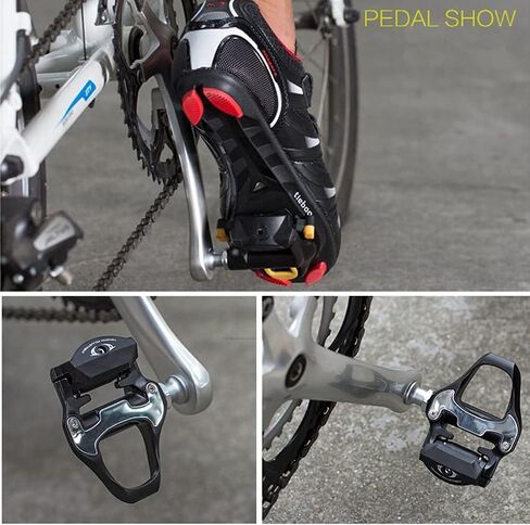 Bike Pedals Road Bike Pedals Ultralight Pedals Compatible with Shimano SPD-SL + Cleat Set + Cleat Covers, 3 in 1 in Saudi Arabia