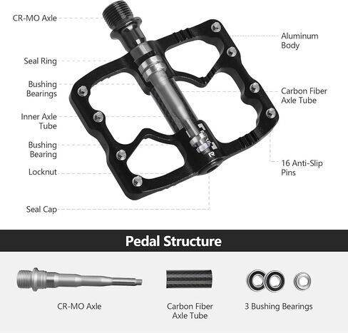 دواسات دراجة BOLANY MTB/دراجة الطريق، دواسات مسطحة خفيفة الوزن باستخدام الحاسب الآلي الألومنيوم 3 محامل دواسات جبلية بدون مشبك لدراجة BMX Ebike City Gravel Bike 9/16" in Kuwait