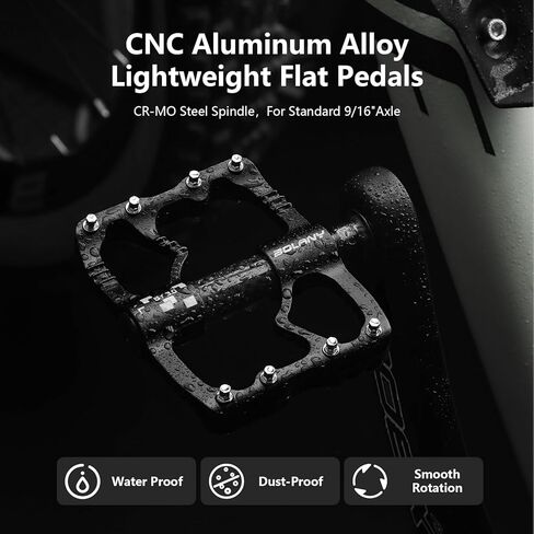 دواسات دراجة BOLANY MTB/دراجة الطريق، دواسات مسطحة خفيفة الوزن باستخدام الحاسب الآلي الألومنيوم 3 محامل دواسات جبلية بدون مشبك لدراجة BMX Ebike City Gravel Bike 9/16" in Kuwait