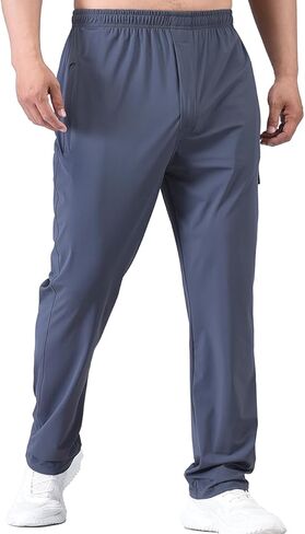 Men's Elastic Waist Zipper Fly Hiking Pants Quick-Dry Lightweight Outdoor Sweatpants in Kuwait
