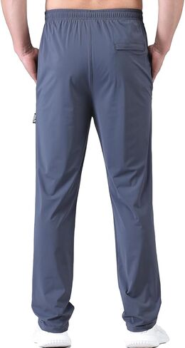 Men's Elastic Waist Zipper Fly Hiking Pants Quick-Dry Lightweight Outdoor Sweatpants in Kuwait