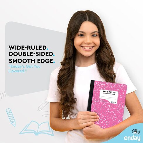 دفاتر ملاحظات تكوين ورق مسطر واسع، أغطية دفاتر ملاحظات تكوين رخامي ملون، 100 ورقة (200 صفحة) كتب تكوين، دفاتر ملاحظات رخامية مسطرة واسعة للمدرسة، وردي - أحمر - رمادي - أخضر - بواسطة Enday in Kuwait