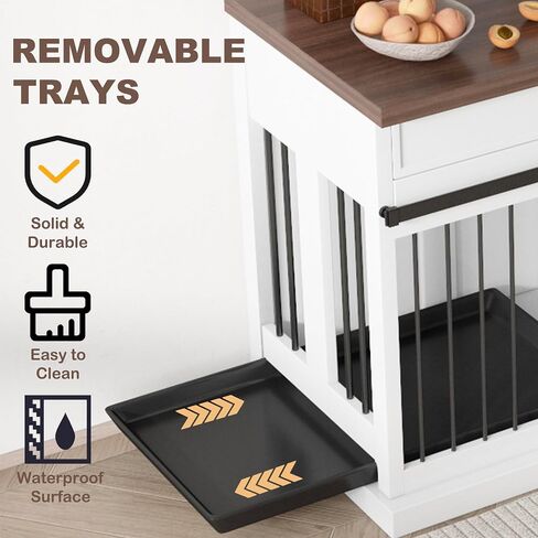 Large Dog Crate Furniture, 71 Inch Heavy Duty Dog Kennel with Removable Divider and Sliding Door, Indoor Furniture Style Dog Crate for 2 Small to Medium Pets in Saudi Arabia