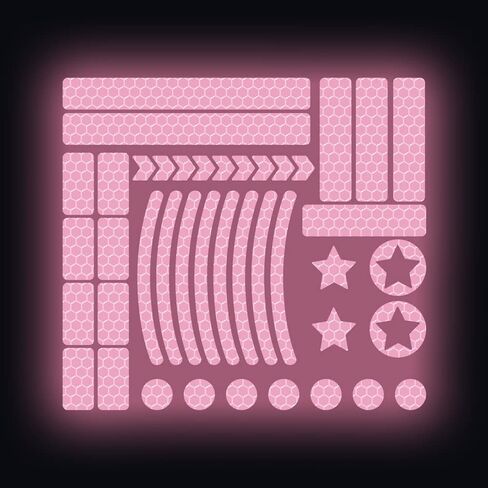 42Pcs Reflective Rim Tape Bicycle Stickers Pink Car Decals Rims for Cars,Bike,Skateboard, Motorcycle Nighty Safety Warning Sticker (Pink) in Kuwait