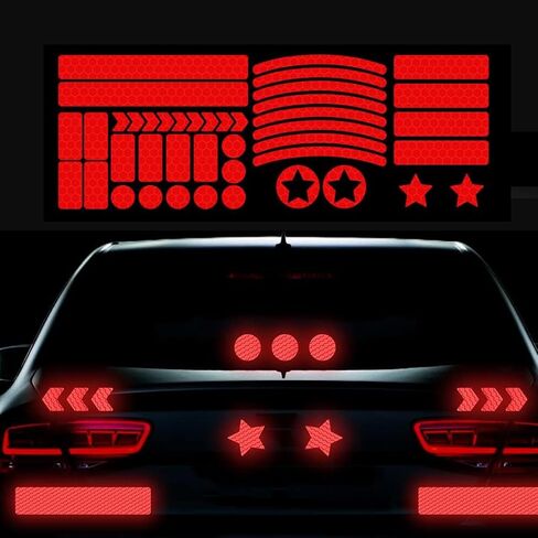 42Pcs Reflective Rim Tape Bicycle Stickers Pink Car Decals Rims for Cars,Bike,Skateboard, Motorcycle Nighty Safety Warning Sticker (Pink) in Kuwait