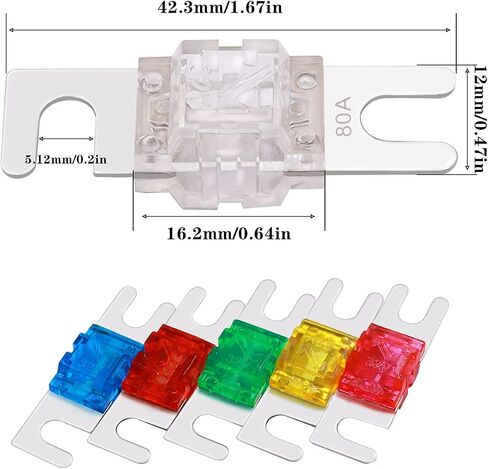 Tnisesm 9 Pcs Mini ANL Fuses 20A, 30A, 40A, 50A, 60A, 80A, 100A, 125A, 150A for Automotive Marine Audio Video System MINI-9S in Saudi Arabia