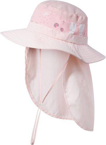 Icolor Kids Sun Hat UPF 50+ قبعة حماية من الشمس مع غطاء للرقبة صيفي للشاطئ قبعات لعب للأطفال الصغار قبعة سباحة للأولاد والبنات والأطفال من سن 3 إلى 10 سنوات in Kuwait