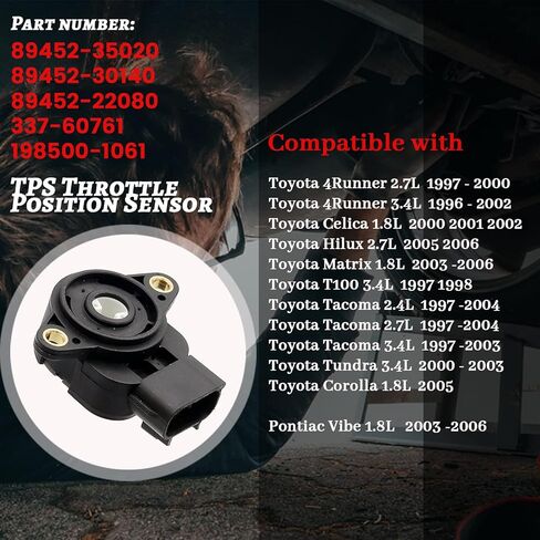 89452-35020 TPS مستشعر موضع الخانق يناسب تويوتا 4 رانر سيليكا هايلكس ماتريكس T100 تاكوما تندرا بونتياك فيبي 89452-30140 89452-22080 337-60761 198500-1061 89452-35100 in Kuwait