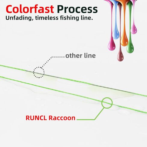 RUNCL Upgraded Braided Fishing Line, Colorfast Fishing Line Braid for Bass, Trout, Crappie, Ultra Strong Braid for Saltwater Freshwater, Abrasion Resistant, Zero Stretch, 6-80lb, 150/300/500/1000Yds in Kuwait
