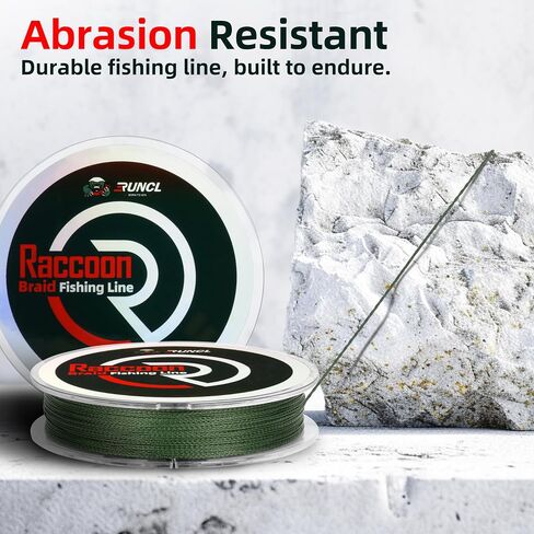 RUNCL Upgraded Braided Fishing Line, Colorfast Fishing Line Braid for Bass, Trout, Crappie, Ultra Strong Braid for Saltwater Freshwater, Abrasion Resistant, Zero Stretch, 6-80lb, 150/300/500/1000Yds in Kuwait