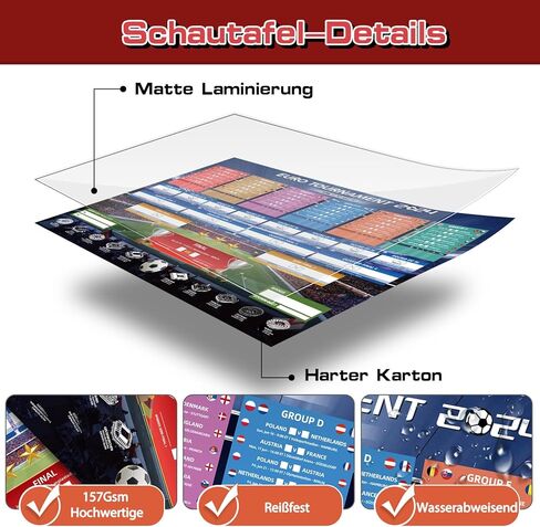 AhfuLife 2 Pcs Euro 2024 Wall Chart Poster Decorations - A1 Size Euro 2024 Soccer Match Schedule Poster with ET Time, European Germany 2024 Football Soccer for Home Bar Party Decor (23.3''×33.1'') in Kuwait