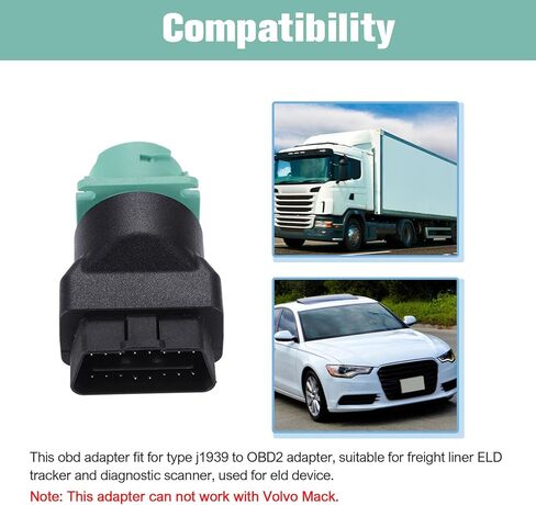 محول OBD للشاحنة 9 دبوس Obd2 ذكر إلى J1939 موصل محول أنثى، محول Type2 أخضر J1939 إلى Obd2 مناسب لتتبع بطانة الشحن ELD والماسح الضوئي/الجهاز in Kuwait