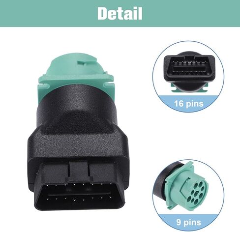 محول OBD للشاحنة 9 دبوس Obd2 ذكر إلى J1939 موصل محول أنثى، محول Type2 أخضر J1939 إلى Obd2 مناسب لتتبع بطانة الشحن ELD والماسح الضوئي/الجهاز in Kuwait